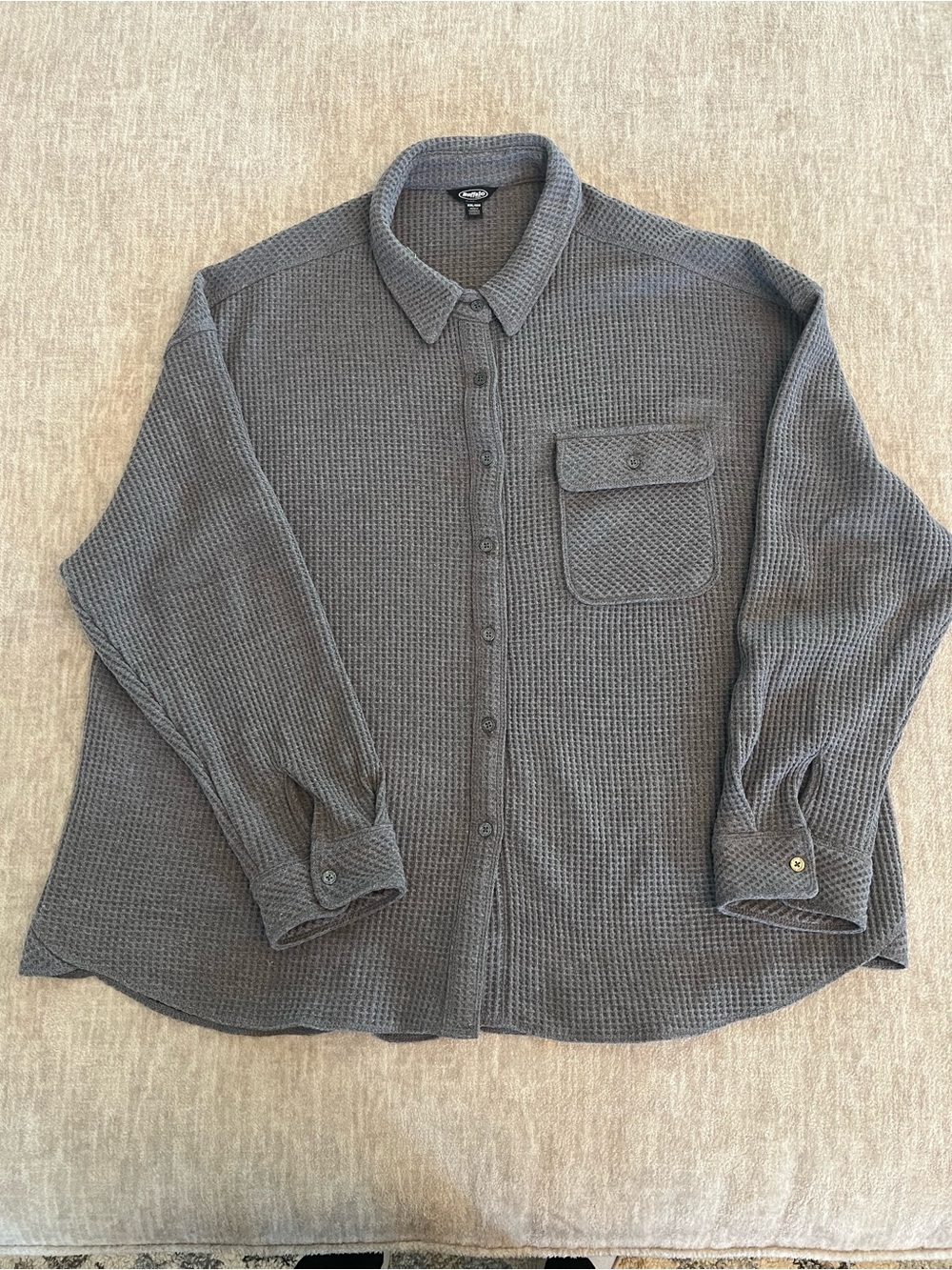 Buffalo David Bitton Gray Waffle Knit Button-Down Shirt